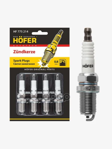 Свеча Hofer Hf 775 214 Ваз 21103-2112,1118 Калина 16-Кл.инж. (0,8Мм) (К-Т. 4Шт.) (Hf 775 214) HOFER арт. HF 775 214