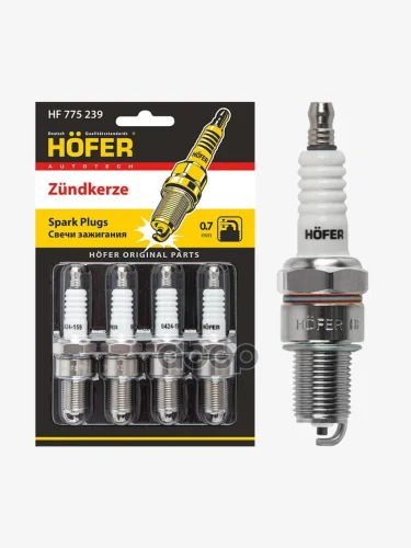Свеча Hofer Hf 775 239 Для АМ Газ 3110,3302,2752 Дв.406 (0,7Мм, R) (К-Кт,4 Шт.) (Hf 775 239) HOFER арт. HF 775 239