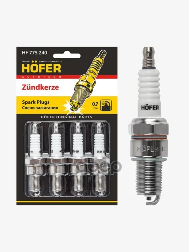 Свеча Hofer Hf 775 240 Для АМ Газ 3110,3302,2752 Дв.406 (0,7Мм, R, Cu) (К-Кт,4 Шт.) (Hf 775 240) HOFER арт. HF 775 240
