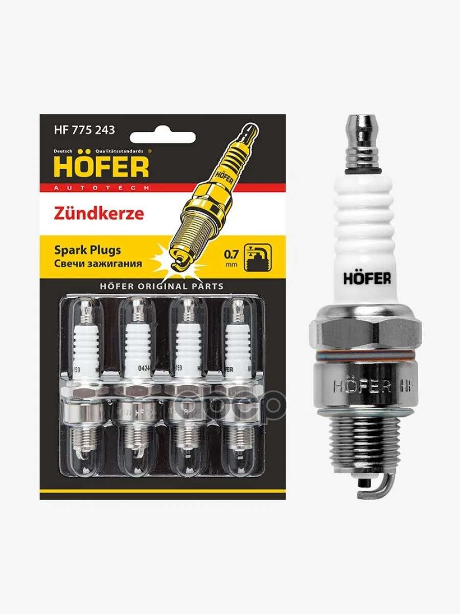 Свеча Hofer Hf 775 243 Для АМ Газ 3110,3302, Дв.402 (0,7Мм) (К-Кт,4 Шт.) (A-Line18N15ycy) HOFER арт. HF 775 243  в Керчи Республика Крым