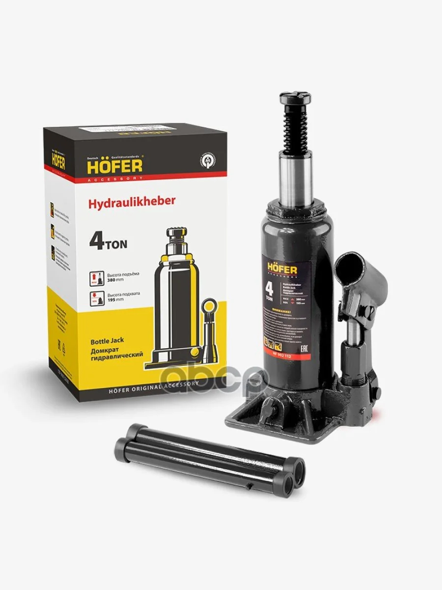 Домкрат Гидравлический 4Т (195-380 Мм) Hofer (Hf 902 112) HOFER арт. HF 902 112  в Перми Пермском крае