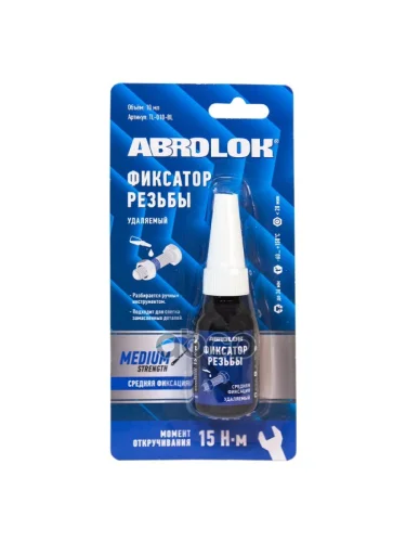 Герметик-Фиксатор Резьбы Abro Masters Синий Средней Фиксации (10 Мл) (Tl-010-Bl) ABRO арт. TL-010-BL