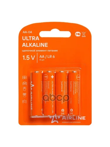 Батарейка Пальчиковая Airline Lr06 Щелочная Упак.4шт (Aa-04) AIRLINE арт. AA-04