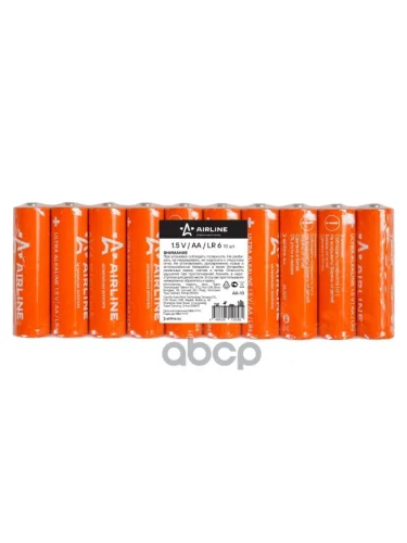 Батарейка Пальчиковая Airline Lr03 Щелочная Упак.10шт AIRLINE арт. AA-10