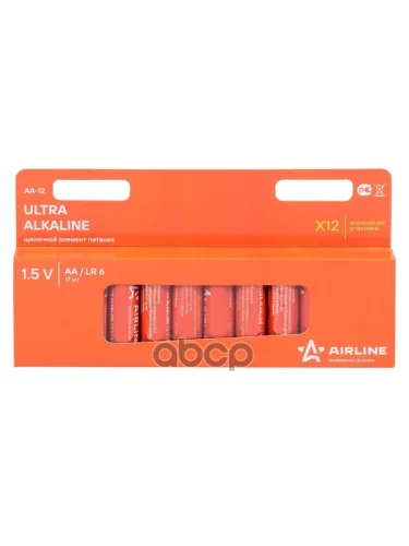Батарейка Пальчиковая Airline Lr06 Щелочная Упак.12шт AIRLINE арт. AA-12