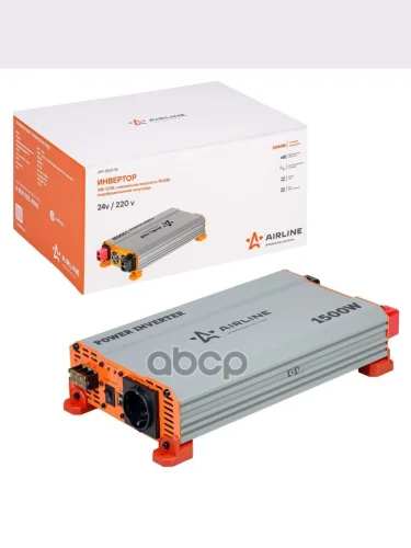 Преобразователь Напряжения Импульсный Airline С 24V На 220V, 1500 Вт (Инвертор Автомобильный) (Api-1 AIRLINE арт. API-1500-10
