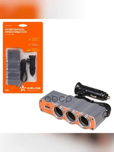 Разветвитель Прикуривателя (3 Гнезда) + 1 Usb Airline (Asp-3U-03) AIRLINE арт. ASP-3U-03