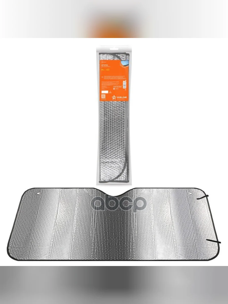 Штора Солнцезащитная Airline 80См  На Лобовое Стекло Двухсторонняя (С Присосками) (Asps-80-03) AIRLINE арт. ASPS-80-03  в Перми Пермском крае