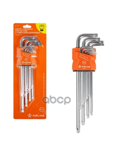 Набор Ключей L-Образн.torx (9 Предм.t10-T50) Удлиненные С Отверстием Airline (At-9-21) AIRLINE арт. AT-9-21