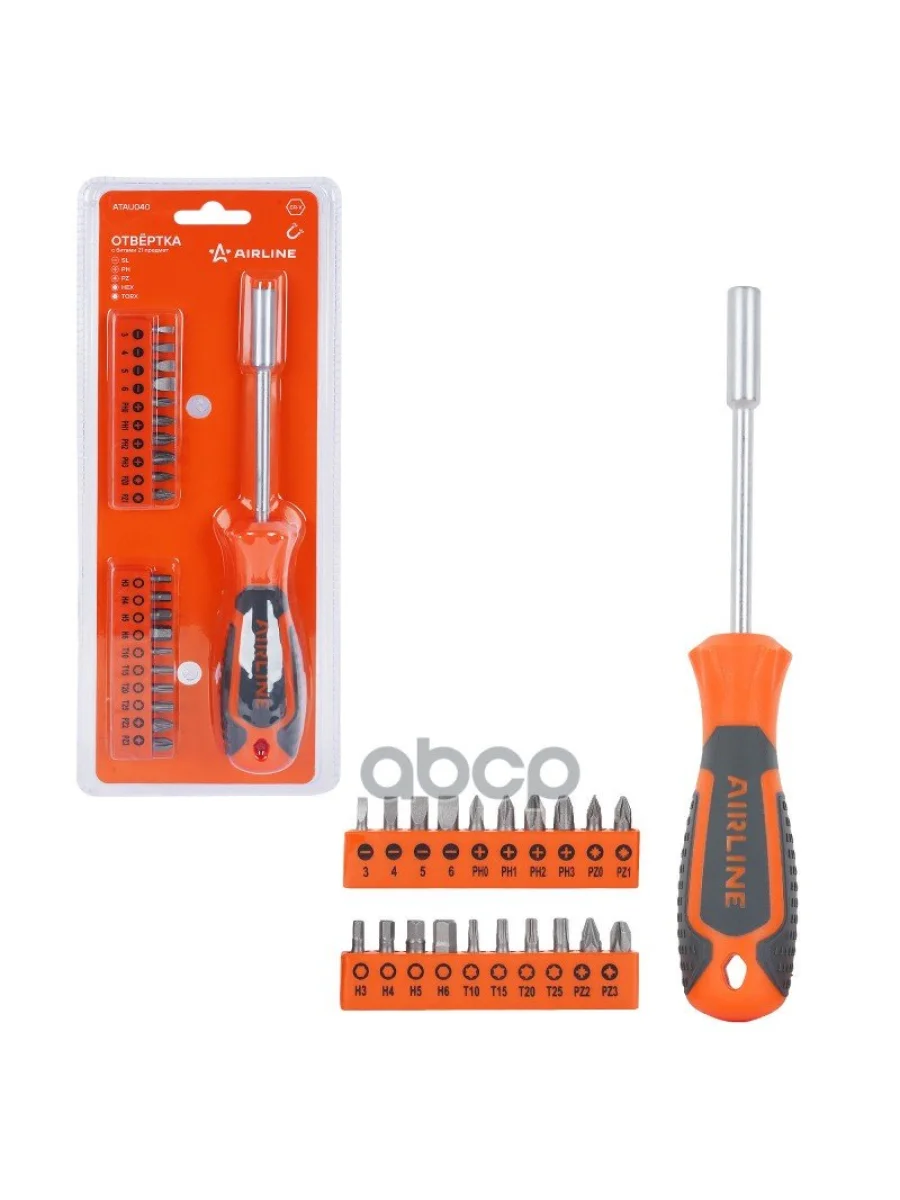 Набор Бит 20 Предм. (Sl, Ph, Pz, Hex, Torx) С Отверткой Airline Блистер (Atau040) AIRLINE арт. ATAU040  в Керчи Республика Крым