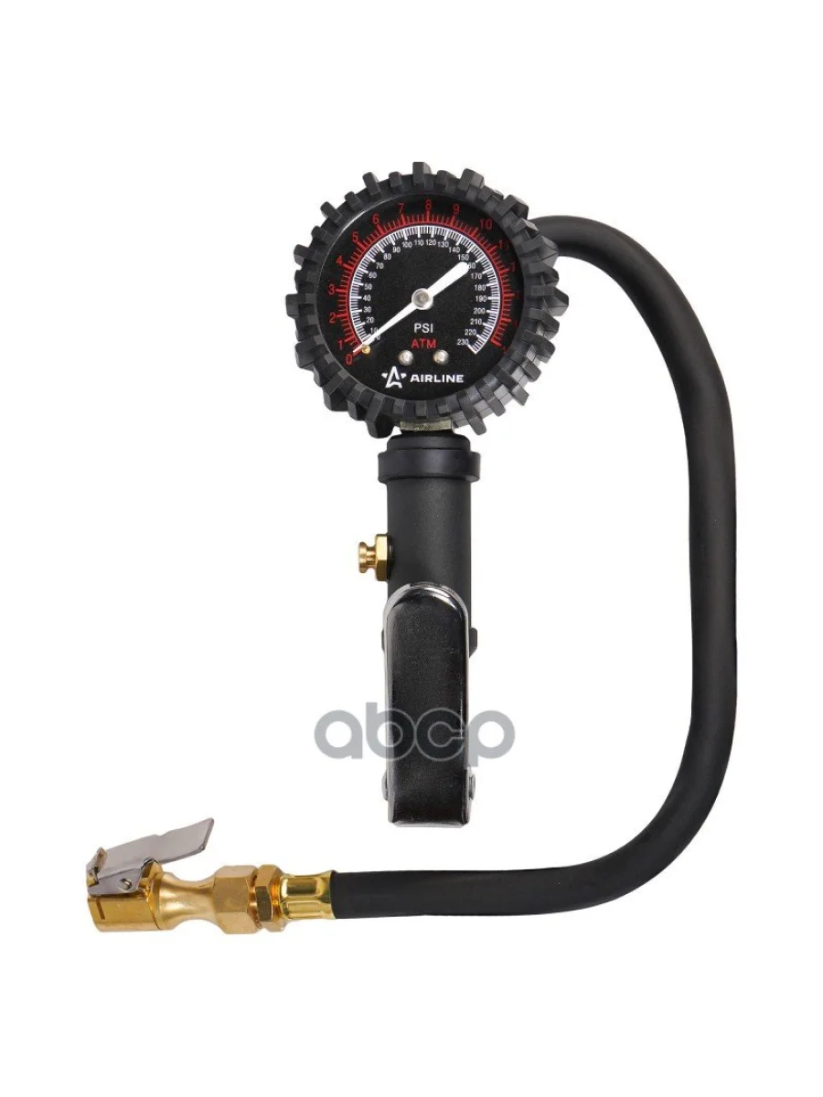 Пистолет Для Подкачки Шин С Манометром 16 Атм Обрезиненный, Клапан Сброса Airline (Atbu007) AIRLINE арт. ATBU007  в Керчи Республика Крым