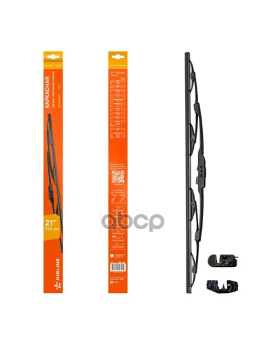 Щетка Стеклоочистителя 530 Мм21 Каркасная Airline  (1 Шт.) 2 Адаптера (Awb-K-530) AIRLINE арт. AWB-K-530