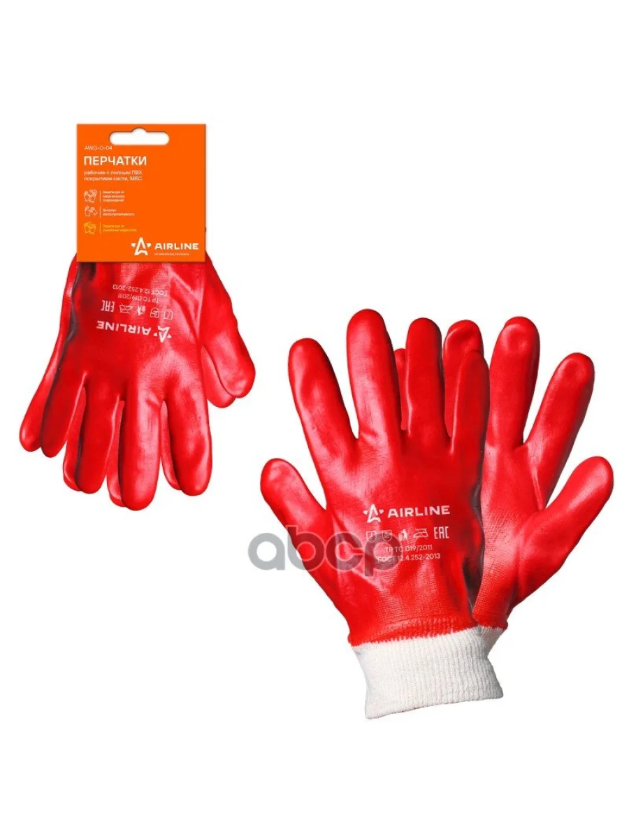 Перчатки ХБ (Xl10) С Пвх-Покрытием Airline Красные (Awg-O-04) AIRLINE арт. AWG-O-04  в Керчи Республика Крым