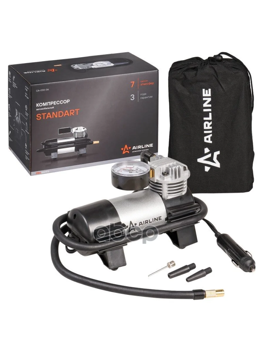 Компрессор Автомобильный 30 ЛМин.  7 Атм, 12V Standart Airline (Ca-030-06) AIRLINE арт. CA-030-06  в Керчи Республика Крым