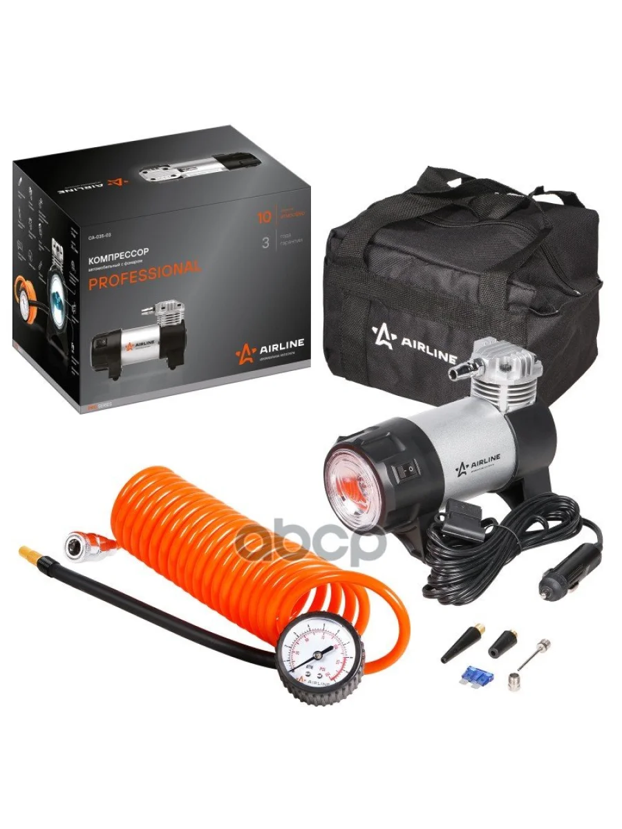 Компрессор Автомобильный 35 ЛМин. 10 Атм, 12V Professional В Сумке Airline (Ca-035-03) AIRLINE арт. CA-035-03  в Керчи Республика Крым