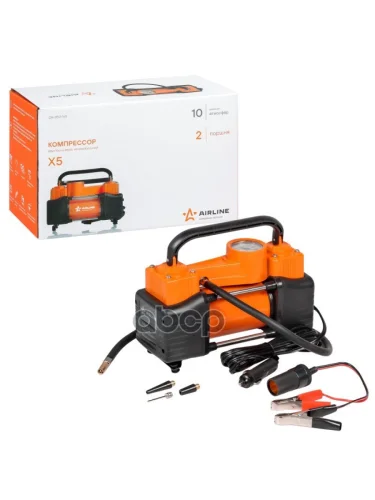 Компрессор Автомобильный 50 ЛМин. 10 Атм, 12V X5 Двухпоршневой Airline (Ca-050-16S) AIRLINE арт. CA-050-16S