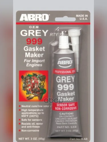 Герметик-Прокладка  Abro Оем Высокотемпературный Серый 999 Силикон. (85Гр) (9-Ab-R) ABRO арт. 9-AB-R