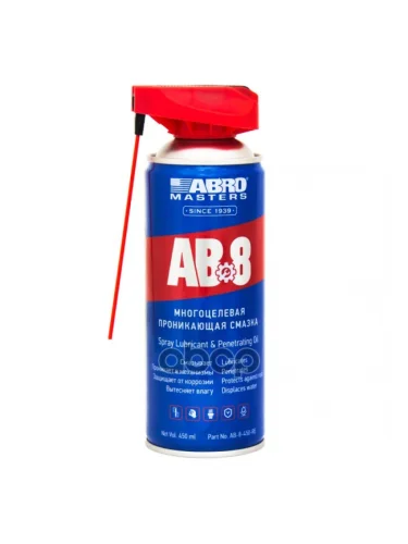 Смазка Универсальная Abro Masters Ab 8 Проникающая (450 Мл) Аэрозоль, С Насадкой (Ab-8-450-Re) ABRO арт. AB-8-450-RE