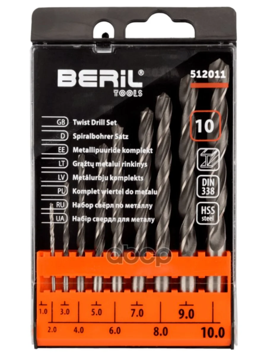 Набор Сверл По Металлу 10 Шт. (1-10 Мм) Пласт. Футляр Beril (512011) BERiL TOOLS арт. 512011  в Керчи Республика Крым