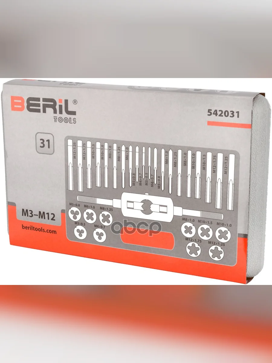 Набор Метчиков И Плашек 31Предмет М3-М-12 Пласт.футляр ТехмашBeril (542031) BERiL TOOLS арт. 542031  в Керчи Республика Крым