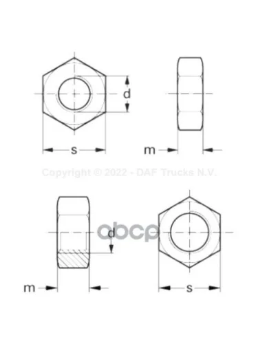 ****Шестигранная Гайка, Тонкая Метрическая Резьба DAF арт. 1355560