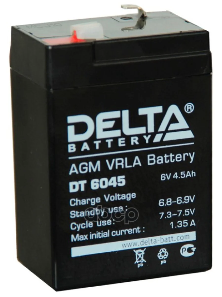 Аккумулятор   6V -  4,5 АЧ Delta Dt DELTA battery арт. DT 6045  с доставкой в г. Пермь