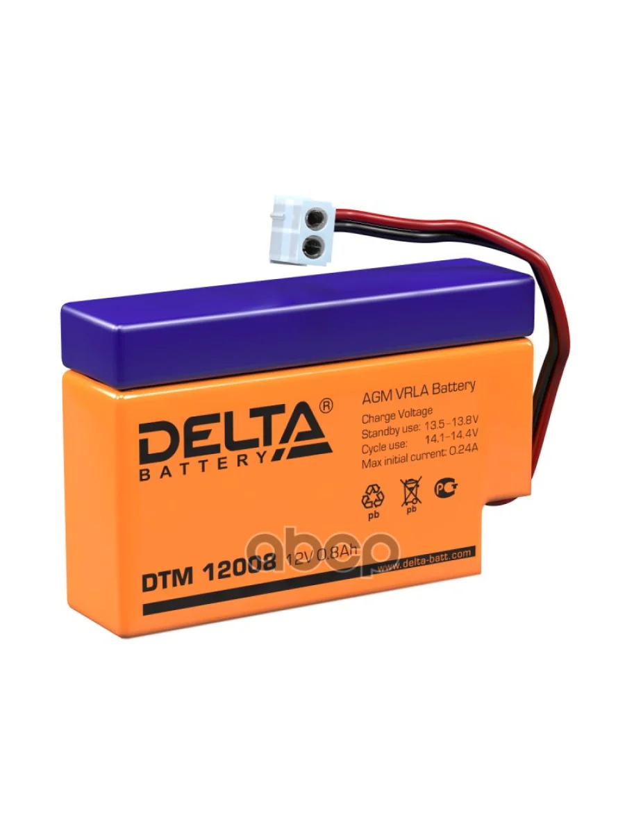 Аккумулятор  12V -  0,8 АЧ Delta Dtm DELTA battery арт. DTM 12008  в Самаре Самарской области