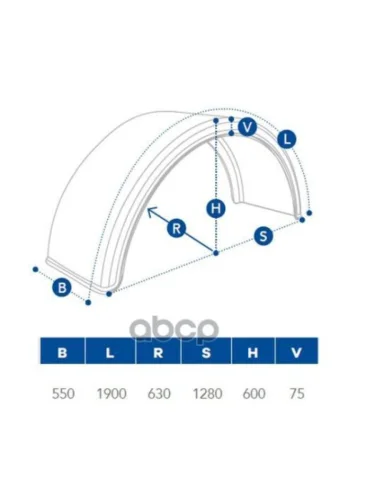 Крыло 550X1900x630x1280 DOMAR арт. DK1550