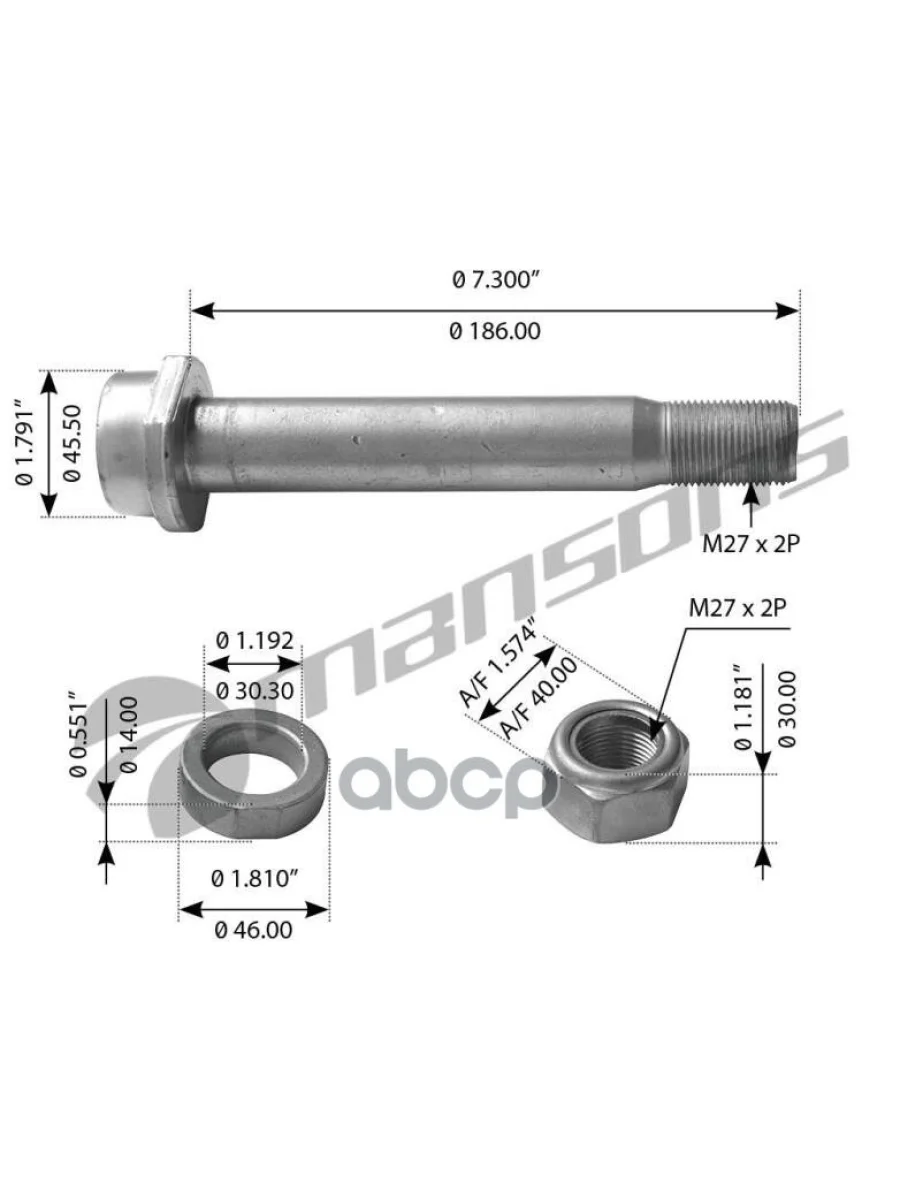 Болт Полурессоры M27x186 Sсhmitz Mansons арт. 100031  в Керчи Республика Крым