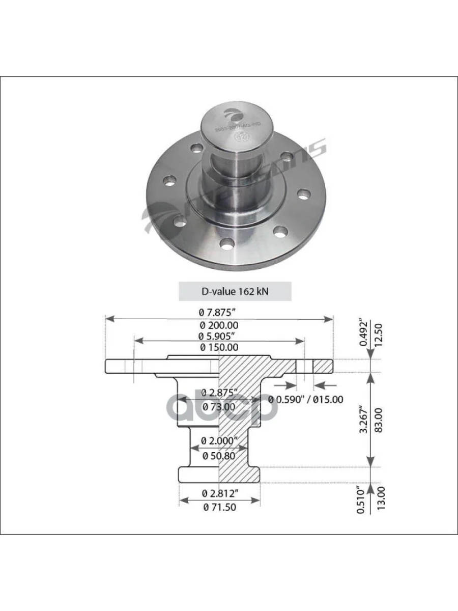 Шкворень Прицепной !210 Болт Сверху, 8 Отверстий Mansons арт. 200203  в Керчи Республика Крым
