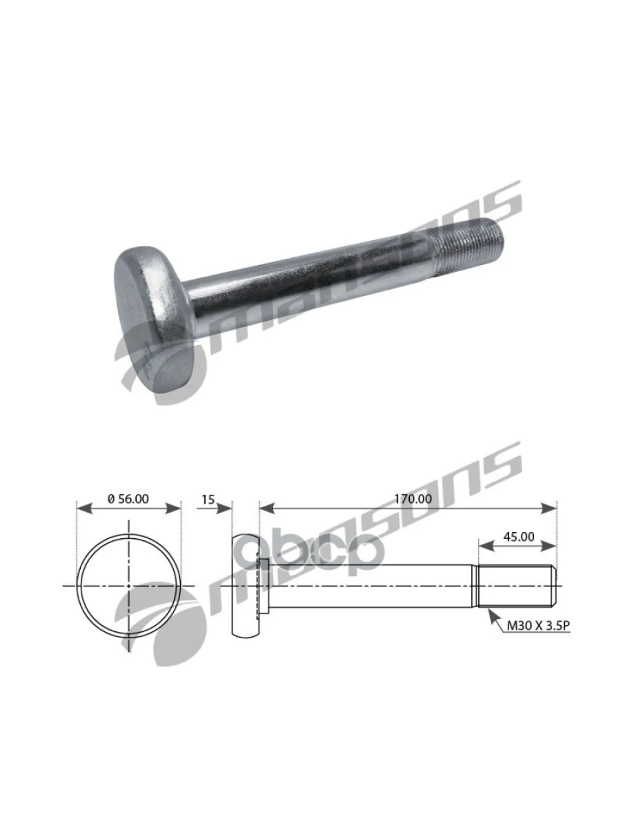 Болт Полурессоры M30x3.5 H24 Mansons арт. 300158  в Керчи Республика Крым