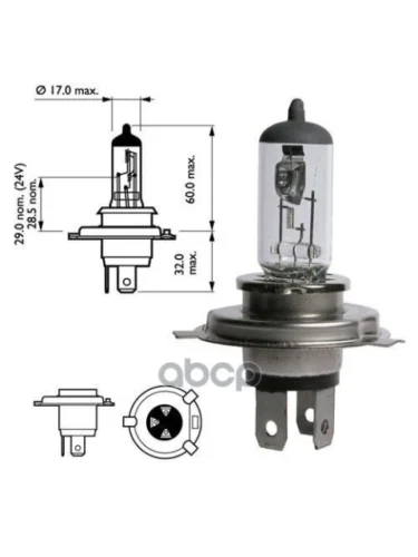 Лампа Галогеновая H4 12V  6055W Narva  P43t (48881*) Narva арт. 48881*
