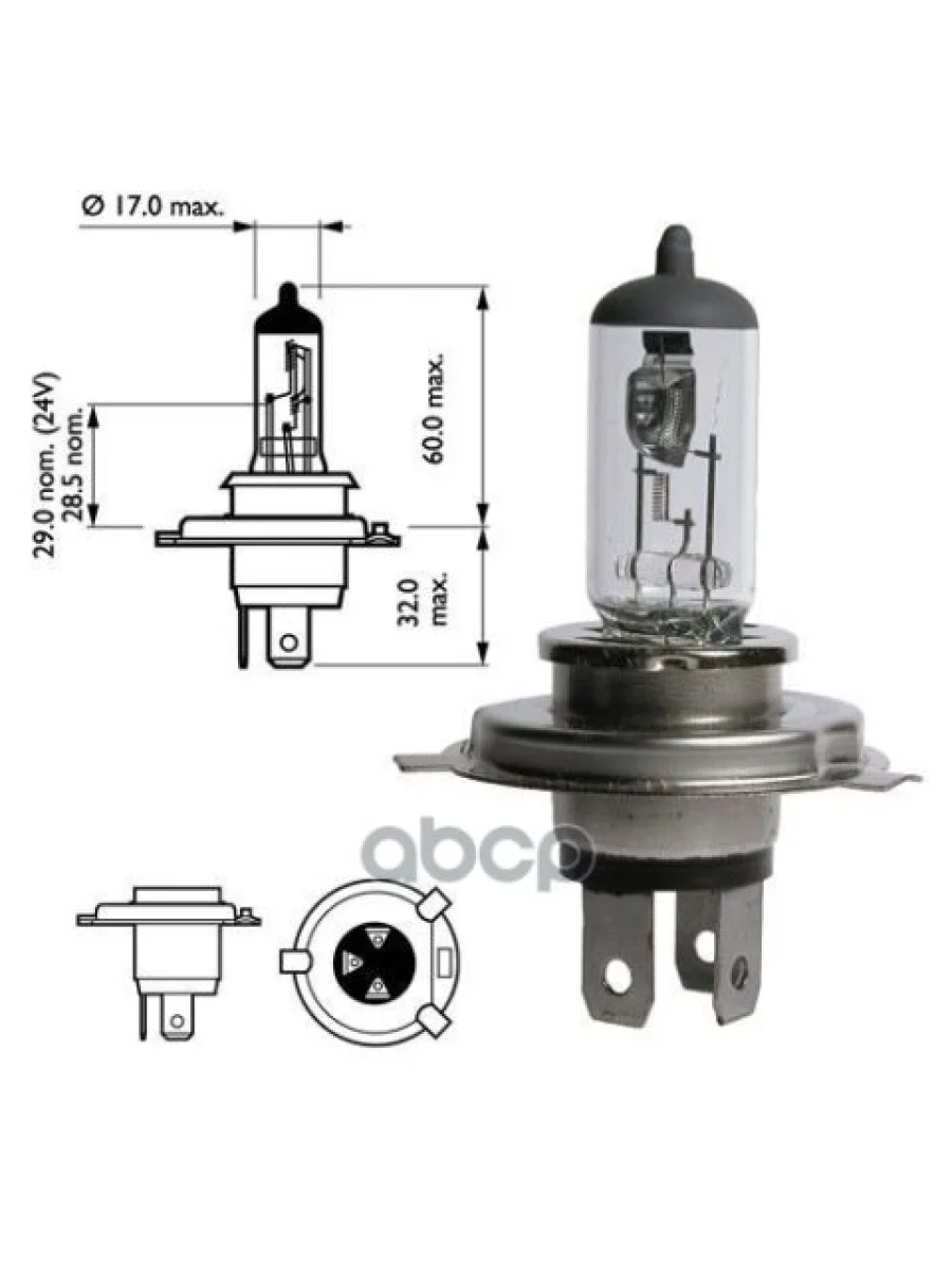 Лампа Галогеновая H4 12V  6055W Narva  P43t (48881*) Narva арт. 48881*  в Перми Пермском крае