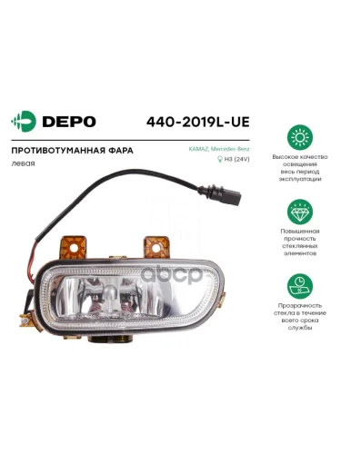 Фара Противотуманная Левая Камаз Аксор Depo арт. 440-2019L-UE