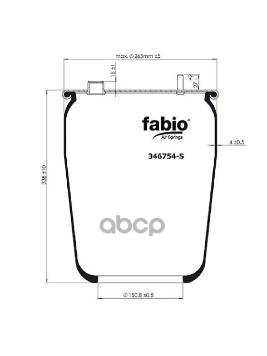 Пневмоподушка Задней Оси Daf Euro 6 (Передняя) Без Стакана FABIO арт. 346754S  в Керчи Республика Крым