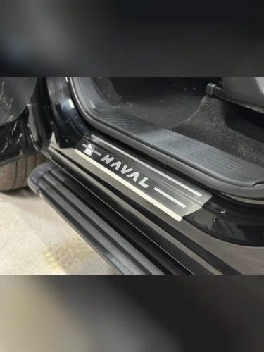 Накладки на пороги (лист шлифованный надпись HAVAL) 4шт Haval H5 Diesel 4WD 2024