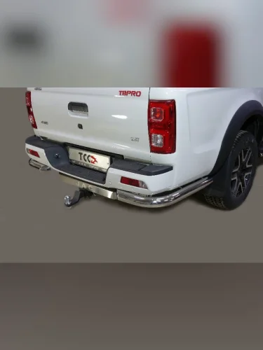Защита заднего бампера (уголки, (d76.1 мм, нержавейка) ТСС Тюнинг Sollers ST8 (2024-2025) пикап