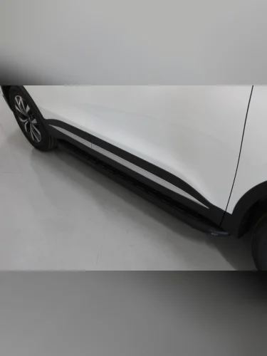 Пороги алюминиевые с пластиковой накладкой ТСС Тюнинг (карбон черные) Geely Atlas FX11 (2023-2025)