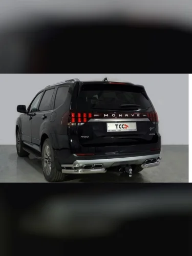 Защита задняя (не встают на автомобили с пневмоподвеской, уголки двойные d76,1 мм d42,4 мм, нержавейка) ТСС Тюнинг KIA Mohave  HM2 (2019-2022)