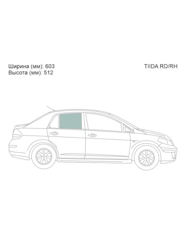 Стекло боковое опускное (Сзади Справа Цвет зеленый) Nissan Tiida 04-14  Tiida Latio 04-12  Versa