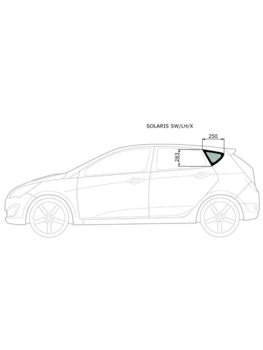 Стекло кузова боковое (не опускное) (Слева Цвет зеленый) Hyundai Solaris 10-17  Accent 11-17