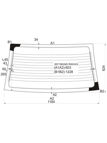 Стекло заднее (Цвет зеленый Обогрев) Volkswagen Polo 99-01
