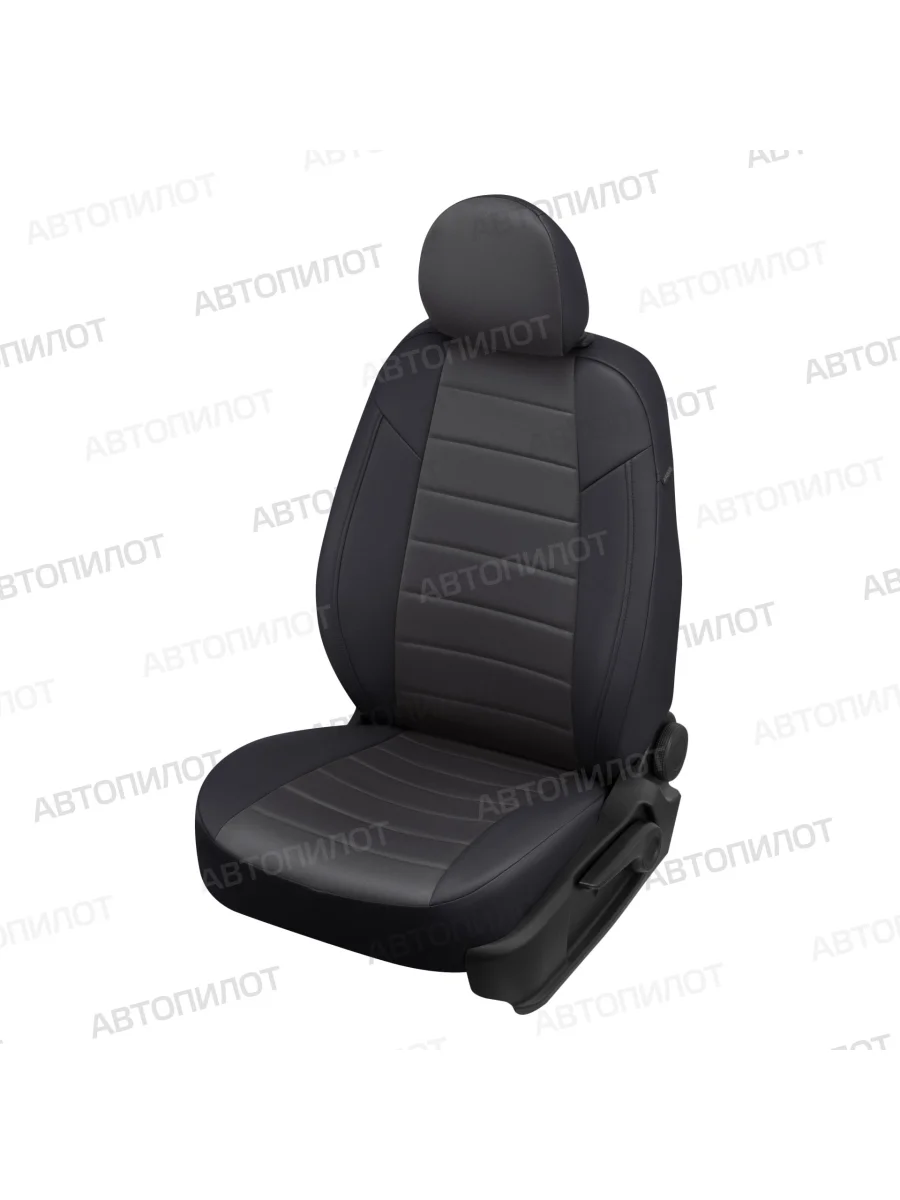 Чехлы сидений (экокожа/алькантара, 40/60, без подлокотника, Ambition) Автопилот Skoda Karoq NU7 дорестайлинг (2017-2021) (черный/темно-серый)  в Перми Пермском крае