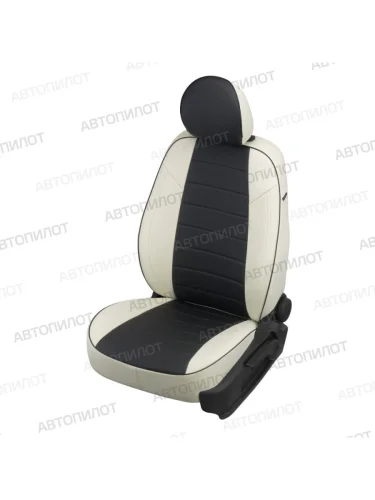 Комплект чехлов сидений (экокожа, Active/без подлокотника) Автопилот (белый/черный) Skoda Kodiaq  1 NS7 (2017-2023) дорестайлинг, рестайлинг