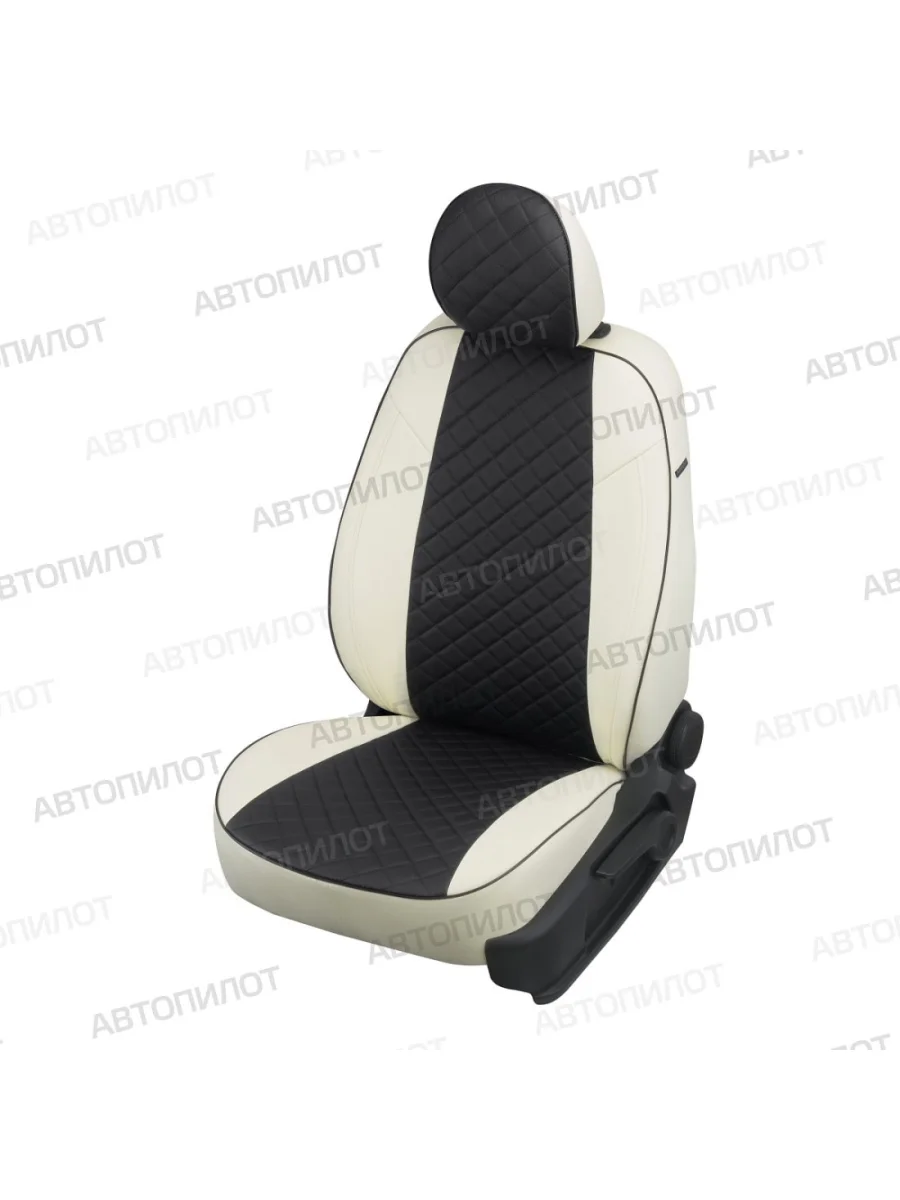 Комплект чехлов сидений (экокожа, Active/без подлокотника) Автопилот Ромб  Skoda Kodiaq (2017-2023) 1 NS7 (белый/черный)  с доставкой в г. Керчь
