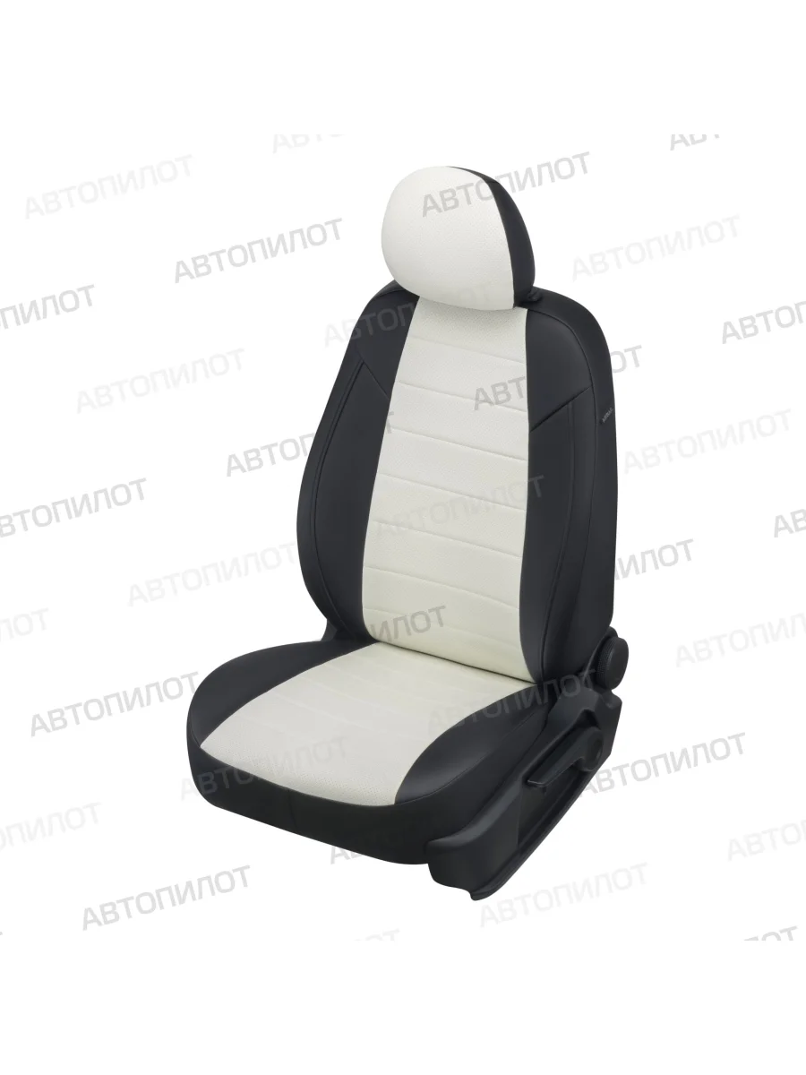 Комплект чехлов сидений (экокожа, Ambition, Scout/с задним подлокотником) Автопилот  Skoda Kodiaq (2017-2023) 1 NS7 (черный/белый)  с доставкой в г. Керчь