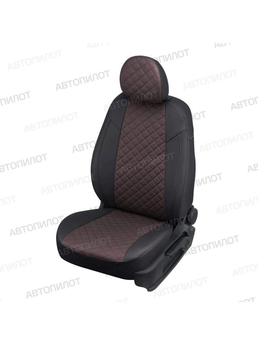 Комплект чехлов сидений (экокожа, Ambition, Scout/с задним подлокотником) Автопилот Ромб  Skoda Kodiaq (2017-2023) 1 NS7 (черный/шоколад)  с доставкой в г. Керчь