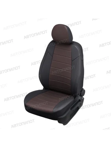 Чехлы сидений (экокожа, Style, с задним подлокотником) Автопилот (черный/шоколад) Skoda Kodiaq  1 NS7 (2017-2023) дорестайлинг, рестайлинг