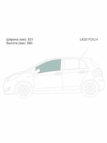 Стекло боковое опускное (Спереди Слева Цвет зеленый) Toyota Vitz 05-10  Yaris 05-13
