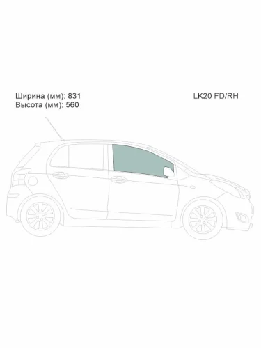 Стекло боковое опускное (Спереди Справа Цвет зеленый) Toyota Vitz 05-10  Yaris 05-13
